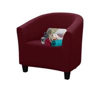 FIGOOO Copripoltrona 1 Posto Elasticizzato Copripoltrona Universale Chesterfield a Tinta Unita Spandex Fodere Copripoltrona da Cocktail con Braccioli Rotondi Coperture per Poltrona,Borgogna