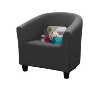 FIGOOO Copripoltrona 1 Posto Elasticizzato Copripoltrona Universale Chesterfield a Tinta Unita Spandex Fodere Copripoltrona da Cocktail con Braccioli Rotondi Coperture per Poltrona,Grigio