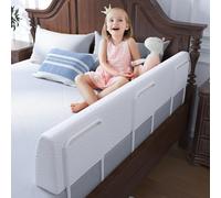 FigTime Paracolpi per letto per bambini, sponda in schiuma per letto più piccoli, morbida guida di sicurezza per letto singolo, matrimoniale, queen e king size (bianco, 149,9 cm, 3 staffe)