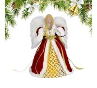 Figura a forma di angelo, punta 'albero di Natale | 12 pollici angelo di Natale a forma di albero di Natale a LED, elegante figura a forma di corona per albero di Natale