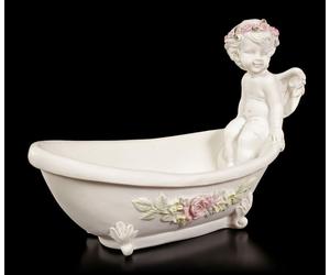 Figura Angelo - Sedile Su Vasca da Bagno - Custode Cherubino Fiori Decorazione