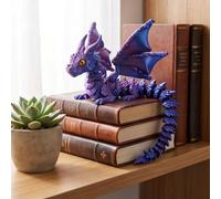 Figura articolata del drago volante stampato 3D laser rosso blu | Plastica rigida stampata 3D in lucentezza laser rosso-blu; ali snodabili e coda con punte che avvolgono il polso; lo stile