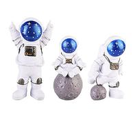 Figura astronauta 3 pezzi Statue Spaceman Modello Astronauta Cake Toppers Topper Compleanno Spazio Tema Festa Regalo Decorazione Da Tavolo Del cruscotto Ornamento Natale Halloween Decorazione