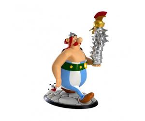 Figura Da Collezione Obelix Con Un Mucchio Di Elmi E Idefix