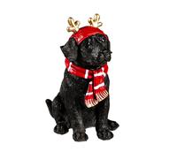 Figura Da Tavolo In Resina Del Labrador Nero Per Le Feste