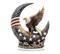 Figura d'Aquila A Testa Bianca,Decorazione Patriottica Americana - Decorazione Centro Tavolo Acrilico 2D a Forma di Luna con Stelle per Soggiorno Ufficio Camera Casa