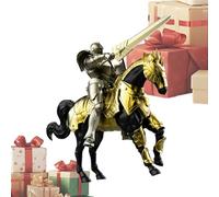 Figura D'azione: Cavaliere 16,5x9,5x4 Cm E Cavallo Da Guerra 23,8x17,8x6,3 Cm ABS | Statue Mobili Multi-snodate, Modello Da Collezione Per Assemblaggio Fai-da-te, Giocattolo Per Esposizione Da Scaffal