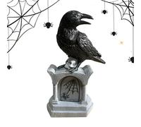 Figura De Cuervo De Halloween,Figuras Decorativas Góticas De Tumba Con Cuervo - Decoración Exterior Aves Estantes Mesas Entrada Patio Jardín Casa | Escultura Pájaro Resina Exterior Decorativa