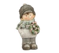 Figura Decorativa Bambino Invernale In Piedi H. 30Cm In Resina Formano W25