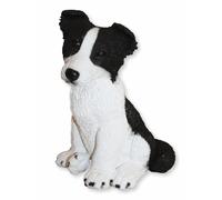 Figura Decorativa Cane Border Collie Cucciolo H 27 CM Raccolta Castagna Resina