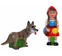 Figura Decorativa Cappuccetto Rosso Con Bösem Wolf Fiaba Altezza 31/20,5 CM