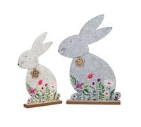 Figura Decorativa Con Coniglio FIORI CREMA H. 52Cm In Feltro Formano F25