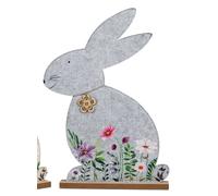 Figura Decorativa Con Coniglio FIORI GRIGIO H. 52cm In Feltro Formano F25