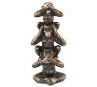 Figura Decorativa di 3 Scimmie saggi, Vedi, Ascolta, Silenzio, Resina, 20 cm