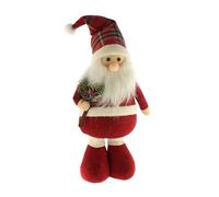 Figura decorativa di Babbo Natale in piedi con disegno Vichy rosso H.46cm