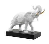 Figura Decorativa ELEFANTE L'Art D'Objets Studio 8 Bianco Oro Goebel Porcellana