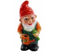 Figura Decorativa Gnomo H 28cm Nano da Giardino IN Piedi Con Annaffiatoio Statua