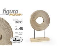 FIGURA DECORATIVA LEGNO NATURALE DI PAULONIA CERCHIO SOPRAMMOBILE STATUA 4832cm