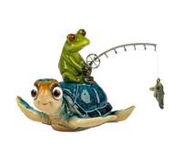 Figura Decorativa Tartaruga Harry Blu Con Amico Rana Con Canne H. 12Cm Formano
