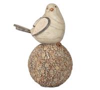 Figura Decorativa Uccello Legno su Sfera IN Simil Legno H.38cm Braun FORMANO H25