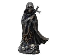 Figura del diavolo - Ornamento da tavolo in resina | Statua di discesa dei demoni | Halloween Cross Devil Descent Figurine | Artigianato in resina scultura con trama sottile scheletro pa