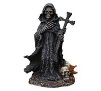 Figura del diavolo - Ornamento da tavolo in resina | Statua di discesa dei demoni | Halloween Cross Devil Descent Figurine | Artigianato in resina scultura con trama sottile scheletro pa