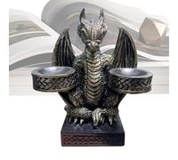 Figura del drago, scultura del drago | Statuette di drago seduto con doppio supporto per,Decorazioni per la casa del drago, statue di draghi per l'arredamento della camera, chiavi, bigiotteria, compa