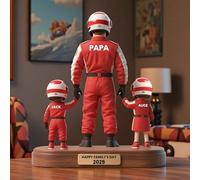 Figura di azione personalizzata acrilico targa segno con nome personalizzato 3D effetto papà & bambini acrilico ornamento festa del padre decorazioni marito regalo nonno presente