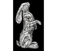 Figura di Coniglio - Simil Legno Colori Argento Decorativa 34cm