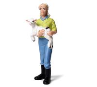 Figura di Contadina, Donna Che Tiene una Pecora, Miniatura da 9,3 Cm | Plastica Solida, Giocattoli Educativi Prescolari, Compatibilità con L'Insegnamento Dell'Asilo, Scene di Diorama della
