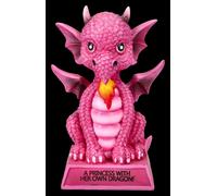 Figura di Drago Rosa - A Principessa Con Her Proprietario - Deko Fantasy Sammler