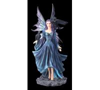 Figura Di Elfo - Aurora Mistica Con Corvo | Elfo Fata Decorazione Blu 35Cm