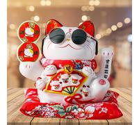 Figura di gatto fortunato in ceramica giocattolo che saluta la fortuna che
