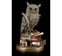 Figura Di Gufo - Seduto Su Libri - Statua Fantasy Saggezza Fortuna Veronese