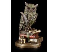Figura Di Gufo - Seduto Su Libri - Statua Fantasy Saggezza Fortuna Veronese
