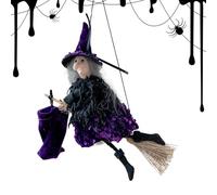 Figura di Halloween, decorazione per Halloween, scopa da strega in bilico, decorativi per cortile, forniture per interni ed esterni, giardino, , casa infestata, feste, donne e uomini