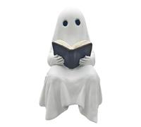 Figura di Halloween | Lettura di statue fantasma in resina sintetica dolce inquietante | Decorazione della tavola decorativa per soggiorno camera da letto in ufficio all'interno del giardino