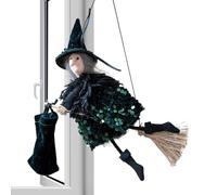 Figura di Halloween - Scopa in bilico statuetta di streghe di Halloween, oggetti di scena decorativi per cortile forniture per interni ed esterni giardino prato casa infestata festa donne uomini