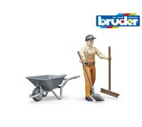 Figura Di Lavoratore Municipale Bruder Con Scopa, Pala E Carretto 1:16 - 62130