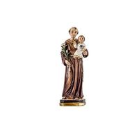Figura di Sant'Antonio di Padova Patrono degli Oggetti Perduti, di chi Cerca Coppia, Costruzione e Celiachi con Bambino Sciolto con Magnete in Resina Dipinto a Mano 13 cm