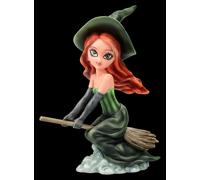 Figura Di Strega - Willow Vola Su Una Scopa - Maghetta Decorazione Fantasy 17cm