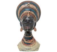 Figura di un busto di una resina africana in oro, nero e verde 27x21x50cm