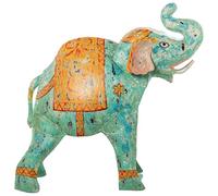 Figura di un elefante in metallo in blu e giallo 80x37x87 cm
