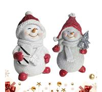 Figura di un pupazzo di neve 2 pezzi realizzati in resina Decorazione invernale realizzata con cura per la casa | Simpatico pupazzo di neve da tavolo per scrivania da ufficio, mensola del, cuci