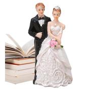 Figura di una sposa e uno sposo - Figura di una sposa e uno sposo, decorazione di nozze unica | Figura di coppia fatta a mano, ideale come decorazione per torta, regalo di nozze indimenticabile