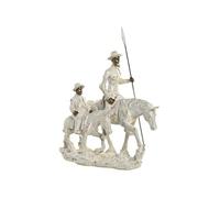 Figura Don Chisciotte e Sancho Panza a Cavallo in Resina 20x15x28 cm