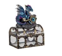 Figura Dragon Blu su baul in resina dipinta a mano 7x9x13 cm
