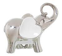 FIGURA ELEFANTE CERÁMICA PLATEADO/BLANCO 27X12X25CM