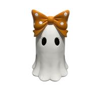 Figura Fantasma - Decorazione Di Figure di Halloween | Statua Di Ragazza Fantasma in Resina Carina con Arco A Piselli Arancione | Ornamento Da Scrivania Decorativo per La Moneta Padrona Tavolo Da Cena