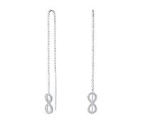 Figura Geometrica Otto Lunga Pave CZ Ball Chain Romantico Amore Nodo Simbolo Infinito Threader Orecchini Per Donne Adolescenti .925 Argento
